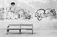 Street Bench with Graffiti, Apulia, Italy